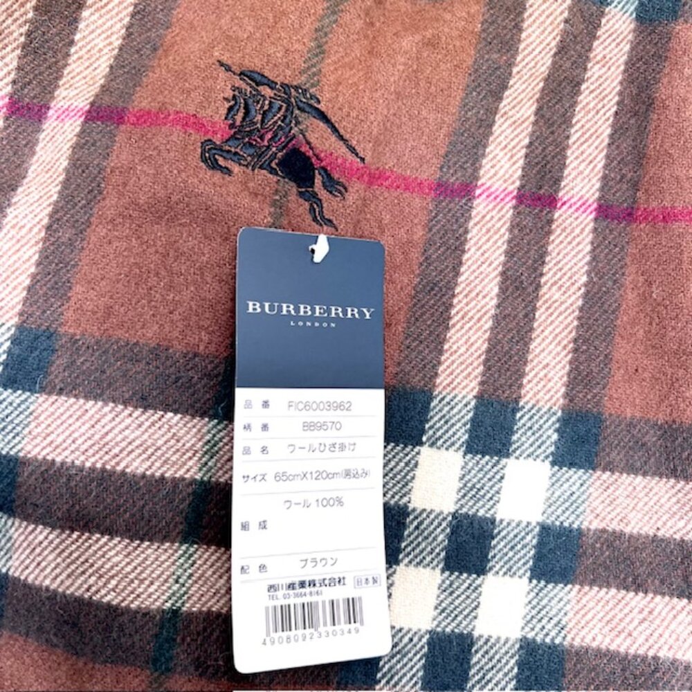 Tag On-Burberrys Scarf/Shawl 100% Lambwool Bugendy Plaid Embroid 50"x27" (18 - Picture 12 of 14